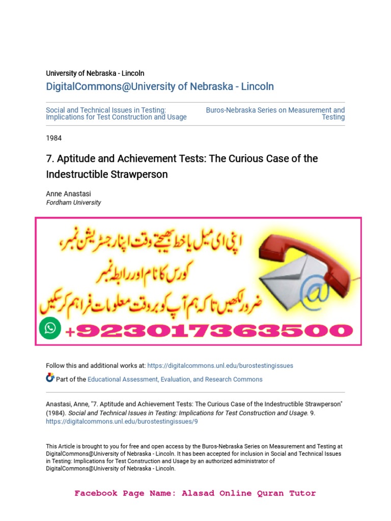 Aptitude and Achievement Tests | PDF | Sat | Learning