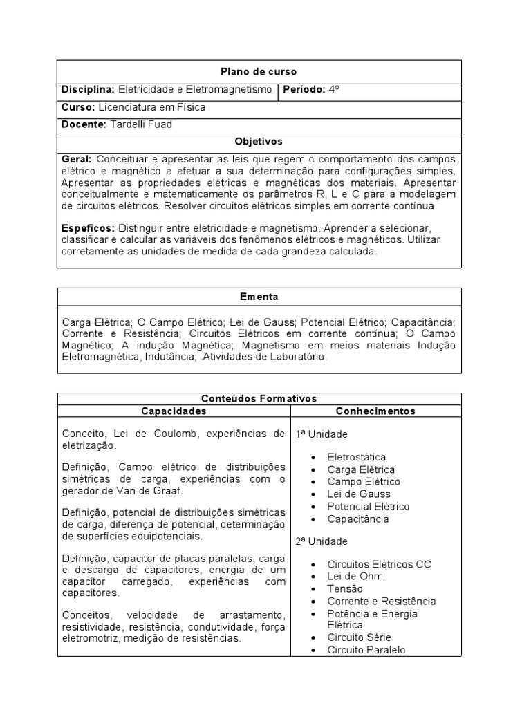 Curso de Eletricidade e Eletromagnetismo | PDF | Eletricidade | Magnetismo