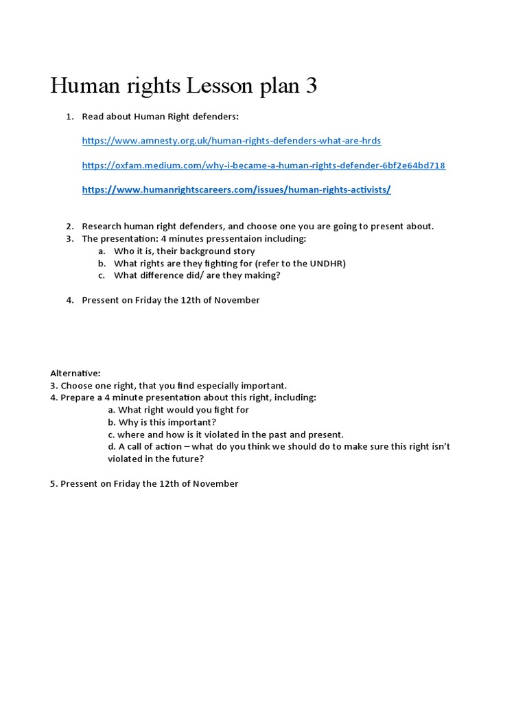 Human Rights Lesson Plan 3 PDF