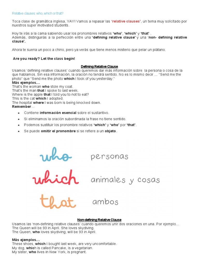 Relative Clauses Explanation | PDF | Ciencia cognitiva | Tipología ...