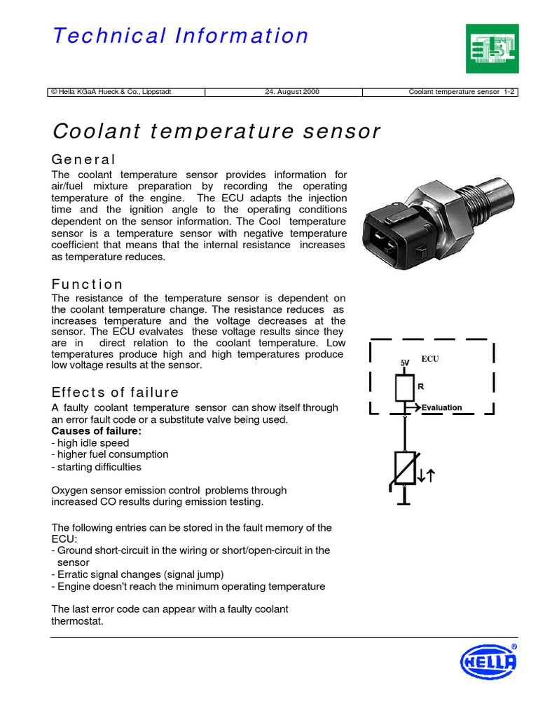Coolant Temperature Sensor PDF Electrical Connector Electrical