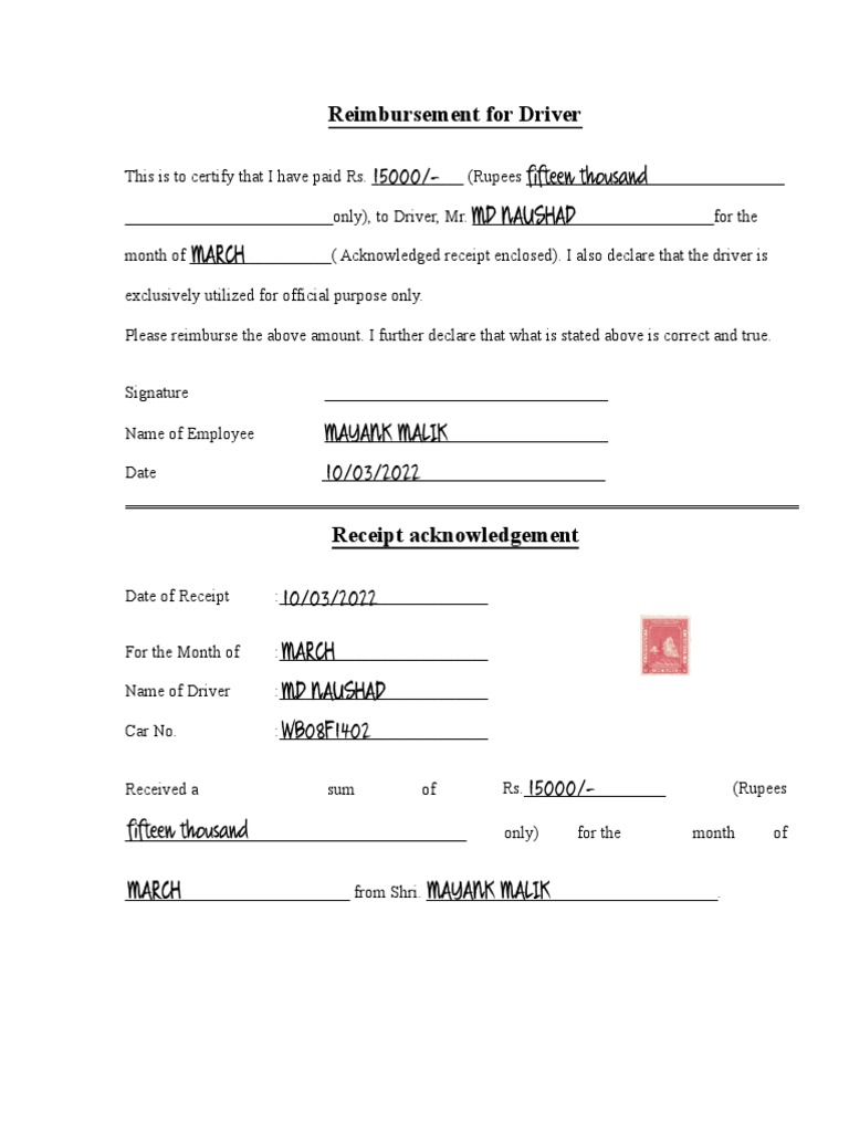 Driver Reimbursement Request Form | PDF