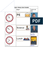 Time Subject Teacher and Room: Ayden's Monday School Schedule