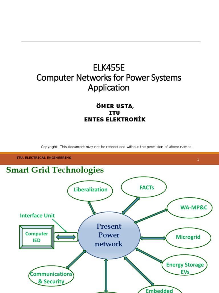 ELK455E Computer Networks For Power Systems Application Ömer Usta, ITU