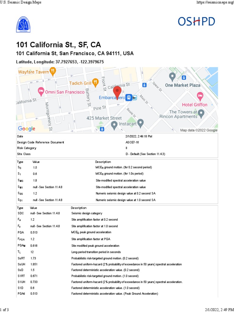 101 California ST, San Francisco, CA 94111, USA | PDF | Seismology ...