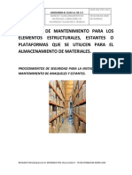 Programa de Mantenimiento para Los Elementos Estructurales, Estantes o Plataformas para Almacenamiento de Materiales