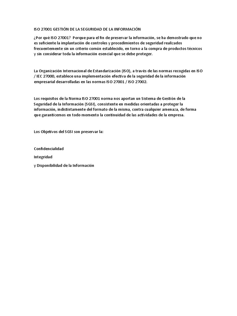 ISO 27001: Seguridad de la Información | PDF | Negocios | Informática