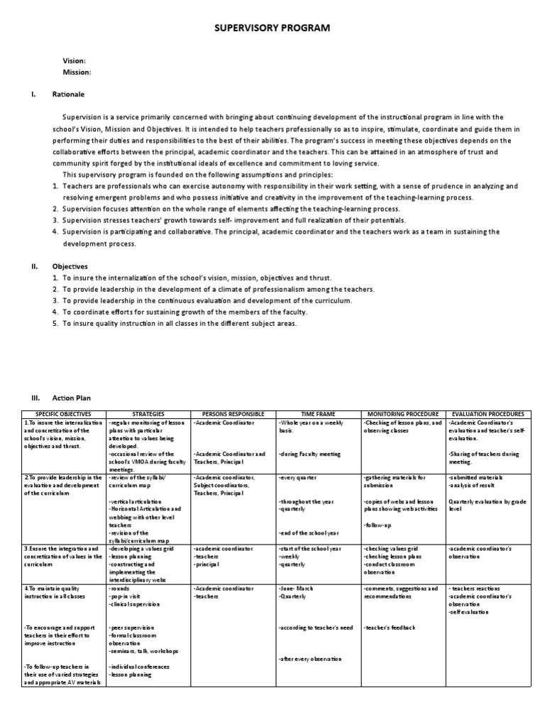 Esc - Supervisory Program | PDF | Teachers | Curriculum