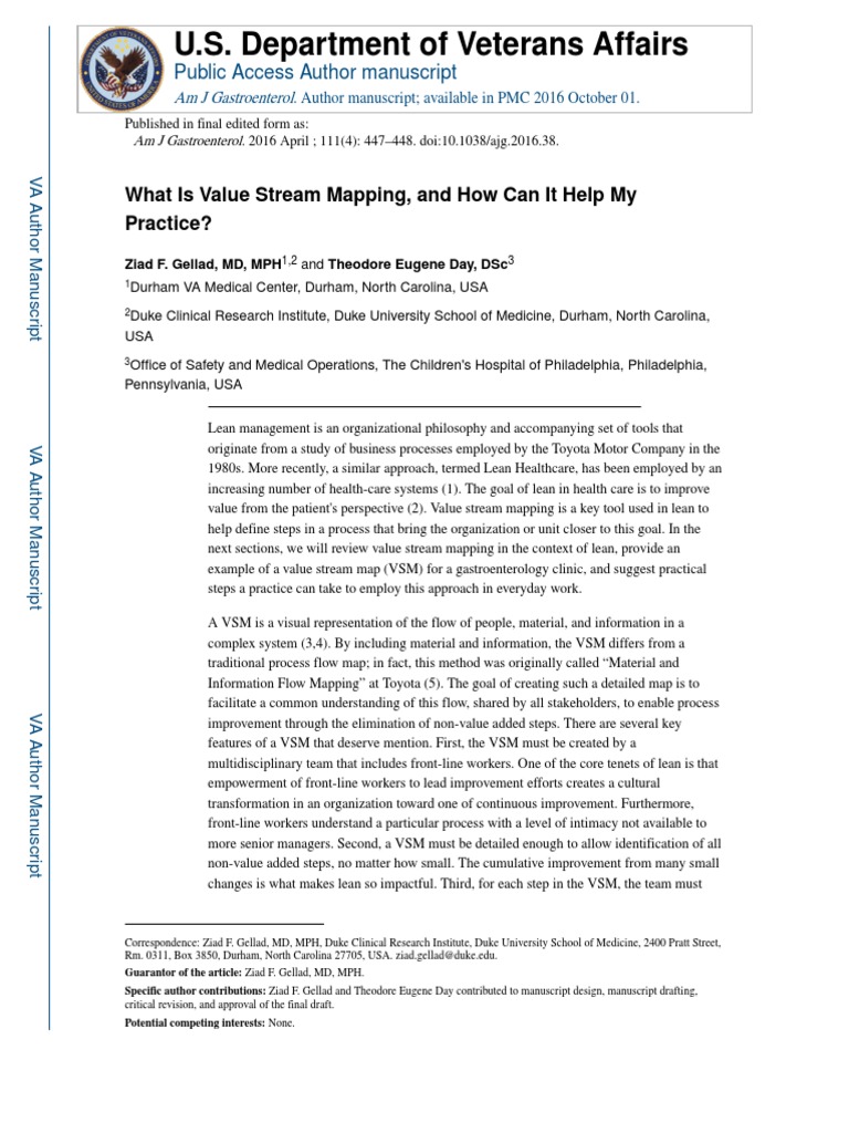 U.S. Department of Veterans Affairs What Is Value Stream Mapping, and