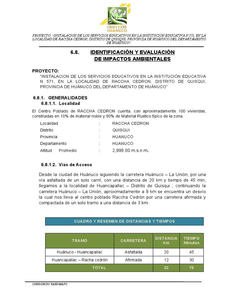 6.8. Estudio de Impacto Ambiental Raccha | PDF | Evaluación de impacto ...