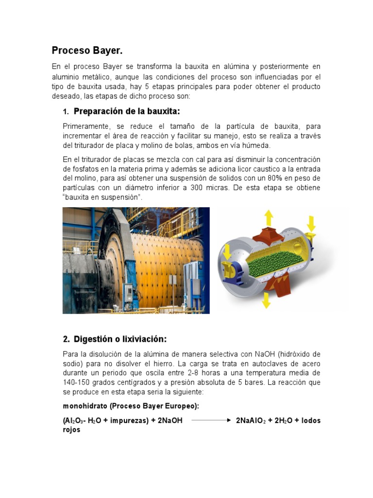 Proceso Bayer PDF Aluminio Procesos industriales