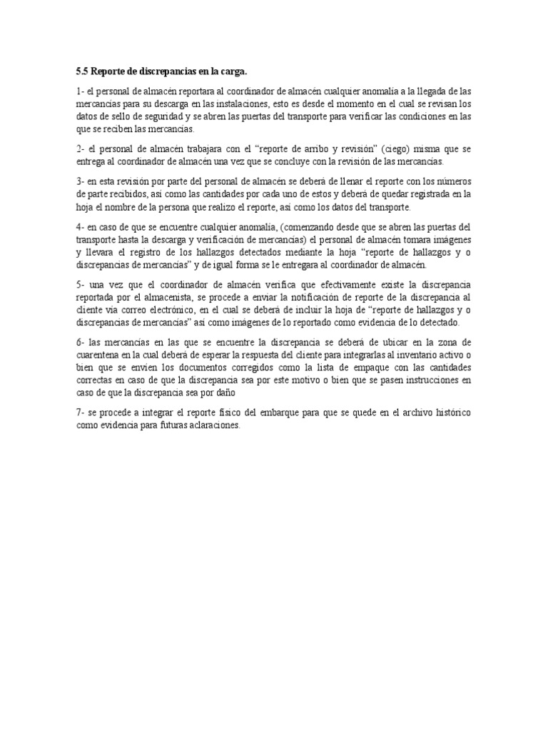 Reporte de Discrepancias en Carga | PDF | Finanzas y dinero | Tecnología