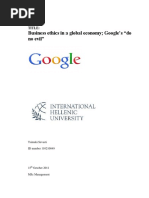 Business Ethics in A Global Economy Google's "Do No Evil": Title