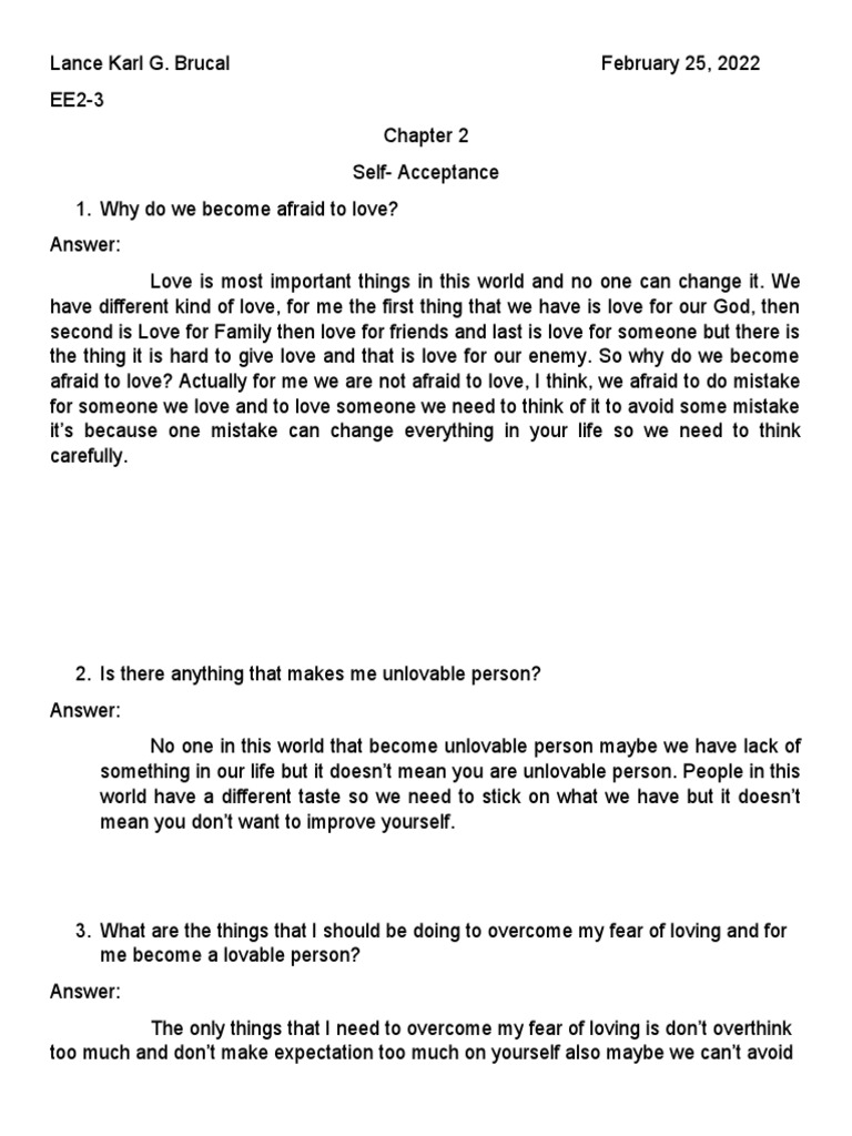 Brucal Lance Karl G. UBCV CHAPTER 2 Self-Acceptance | PDF | Self ...
