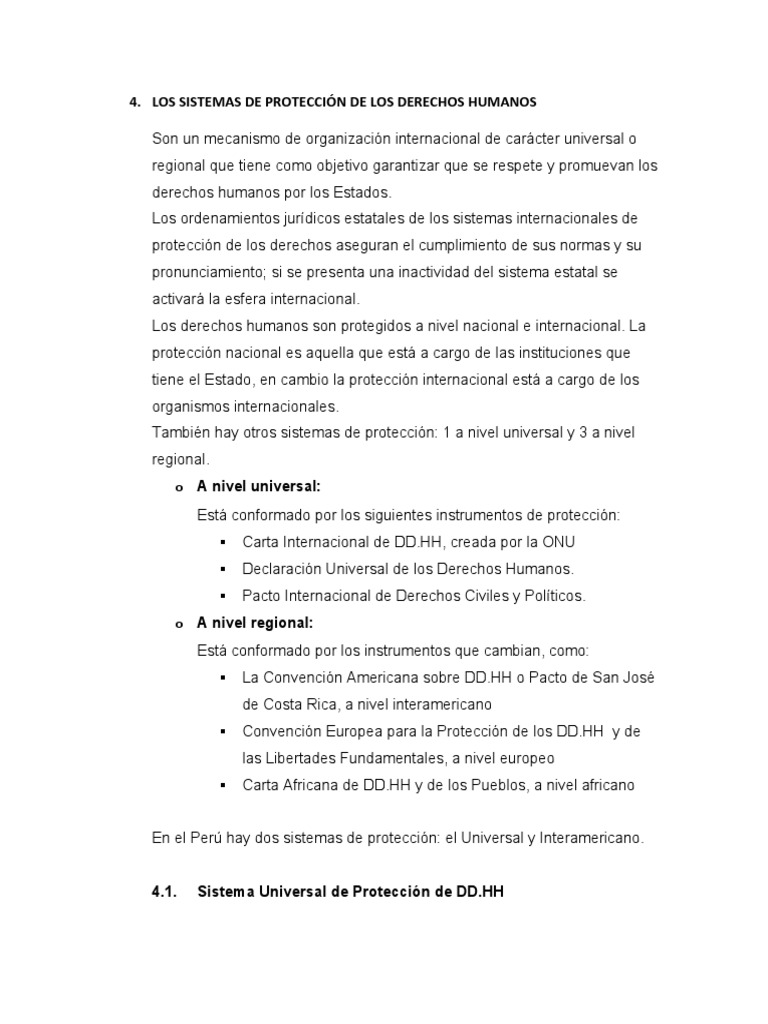 Los Sistemas de Protección de Los Derechos Humanos | PDF | Gobierno ...