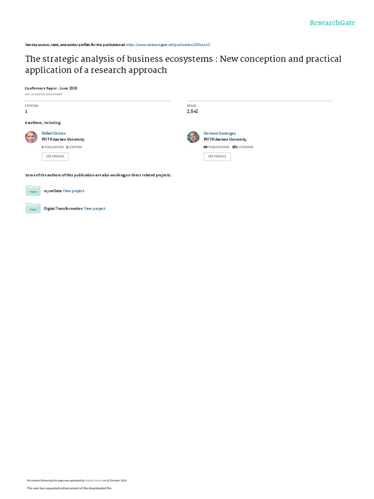 The Strategic Analysis of Business Ecosystems: New Conception and ...
