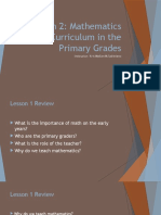 Lesson 2: Mathematics Curriculum in The Primary Grades: Instructor: Kris Mellan M Sabiniano