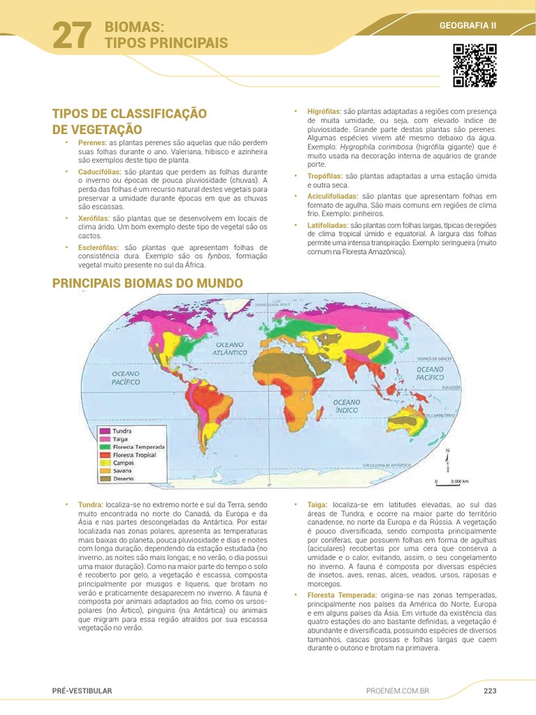 Classificação dos Principais Biomas | PDF | Florestas | Deserto