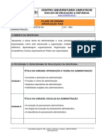 Plano de Ensino - Fundamentos Da Administraã - Ã - o