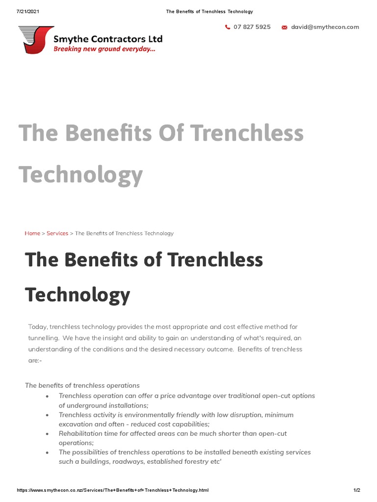 The Benefits of Trenchless Technology | PDF | Business | Economies