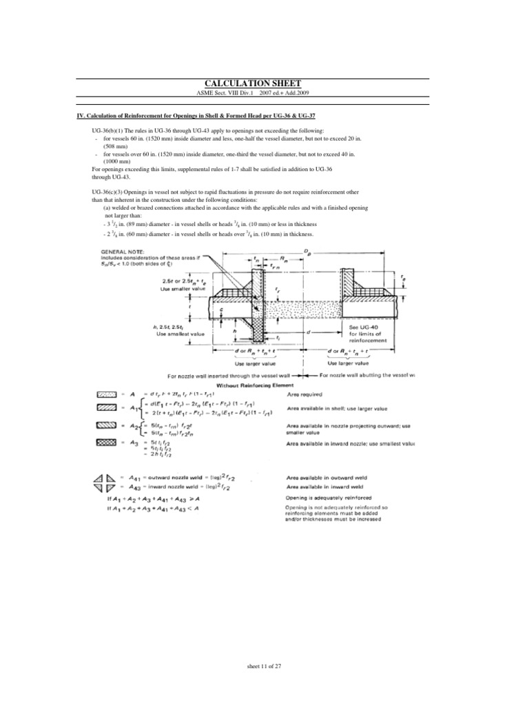 ASME Shell Opening Reinforcement Calculation | PDF | Corrosion ...