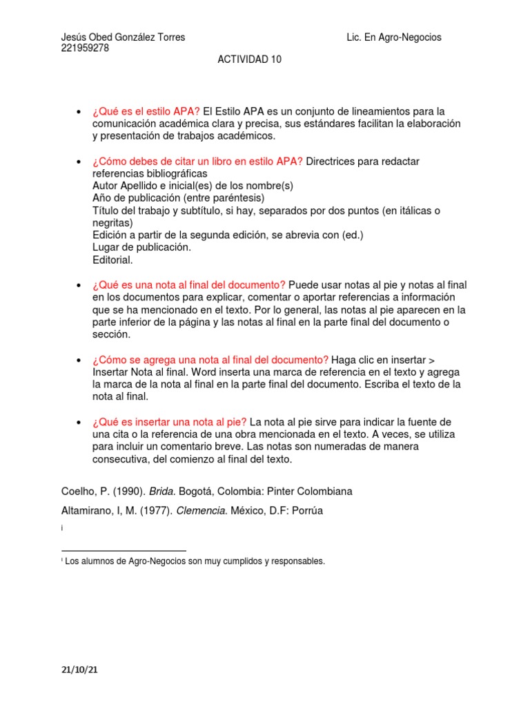 Actividad 10 | PDF | Crecimiento personal y profesional | Artes del ...