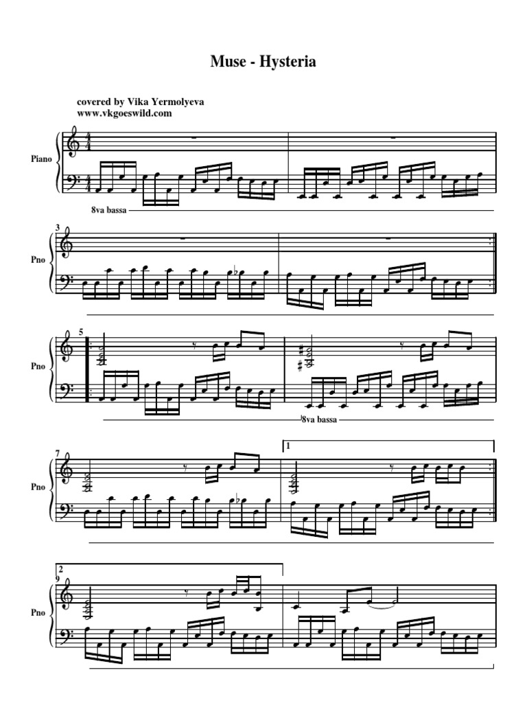 Muse Hysteria Covered by Vika Yermolyeva PDF