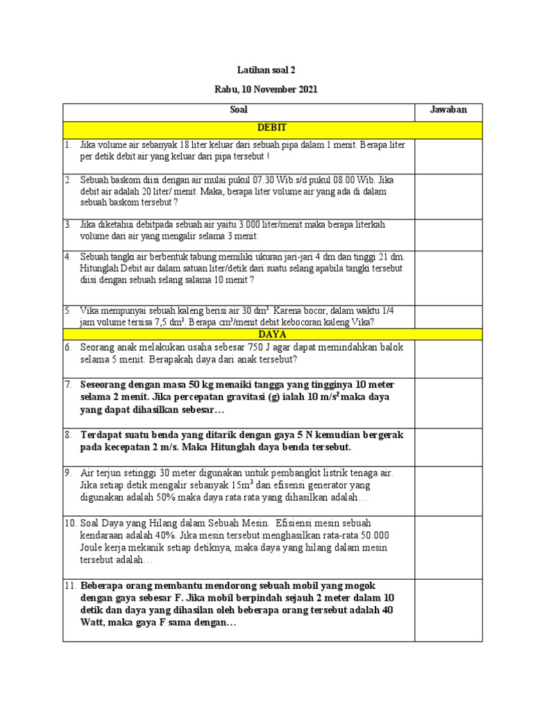 Soal Latihan Energi Listrik dan Daya | PDF | Griya & Taman
