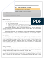 Intended Learning Outcomes: Principles of Customs Administration LESSON 1: Profile of The Bureau of Customs