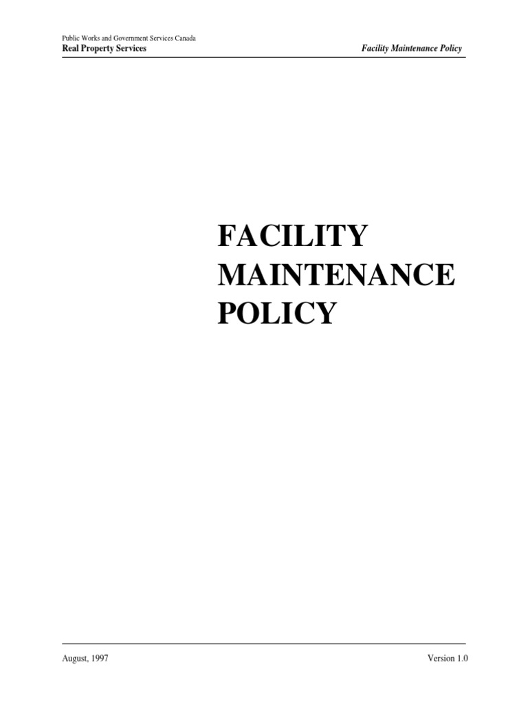 Facility Maintenance Policy Real Property Services PDF Safety