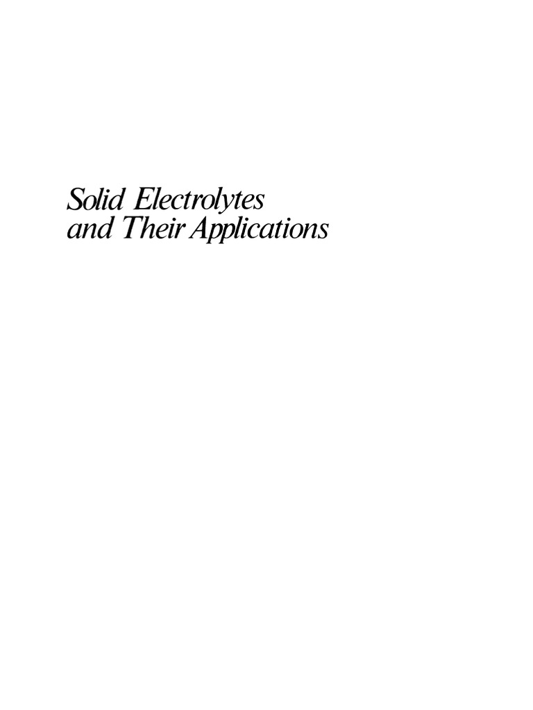 Solid Electrolytes and Their Applications | PDF | Solid | Electrical ...