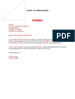 Letter of Authorization-Format