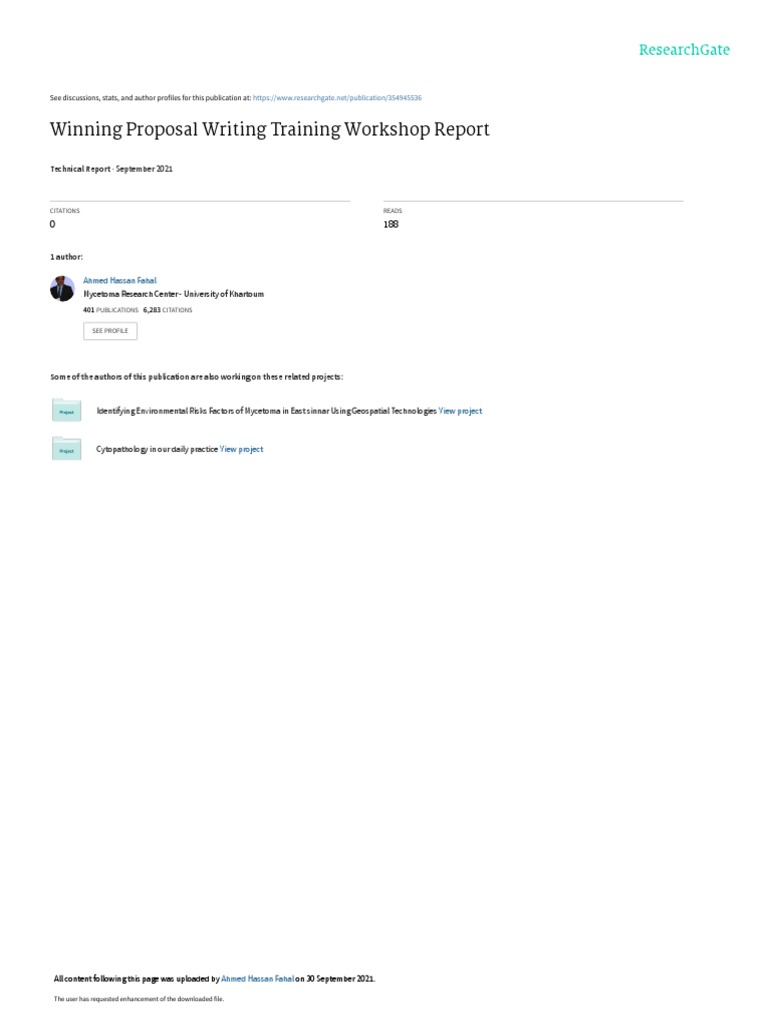Winning Proposal Writing Training Workshop Report: September 2021 | PDF ...