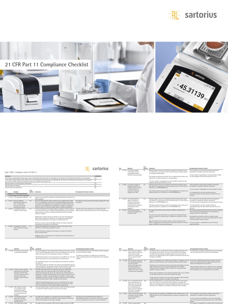 Checklist Cubis II Mca 21 CFR Compliance e Data | PDF | Password ...