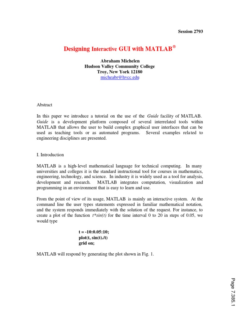 Designing Gui With Matlab: Interactive | PDF | Modulation | Matlab