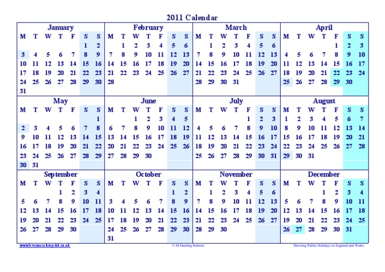 2011 Calendar A4 | PDF