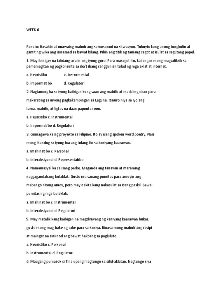 Week 6 Lesson | PDF