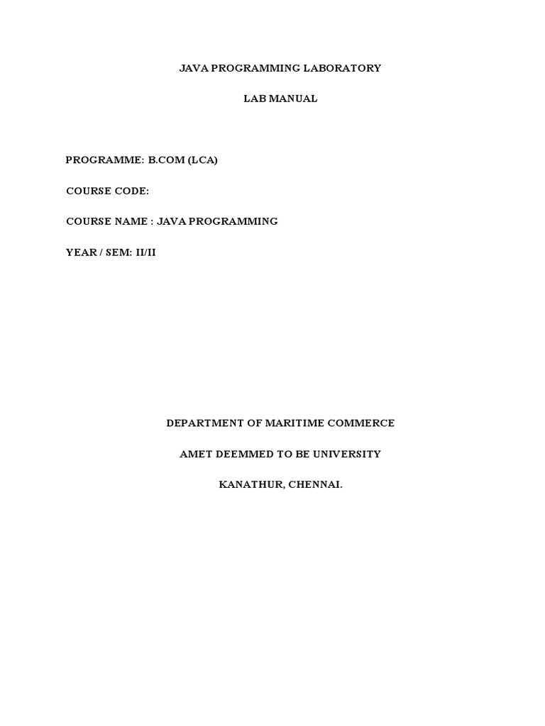 Java Programming Laboratory Lab Manual | Download Free PDF | Operating ...