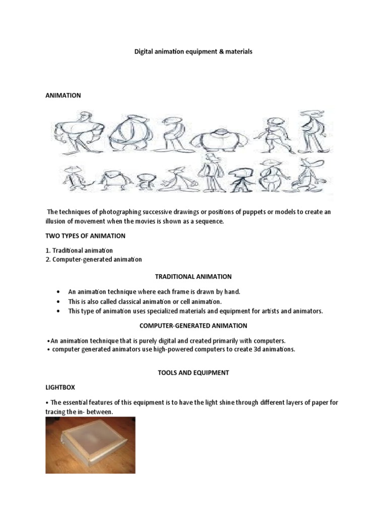 Essential Animation Equipment Guide | PDF | Animation