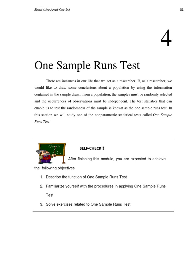One Sample Runs Test Overview | PDF | Statistical Hypothesis Testing ...
