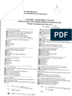 Examen Admitere Iulie 2017 (Dentara) Chestionar nr.5