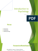 Introduction To Psychology: By: Khyzar Hayat