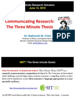 Communicating Research: The Three Minute Thesis