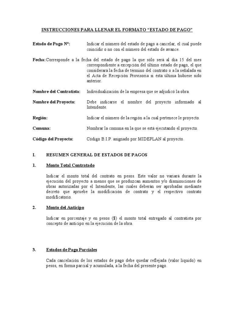 Instrucciones para Estado de Pago | PDF | Business