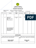 Property Return Slip: Lgu Form No. 12