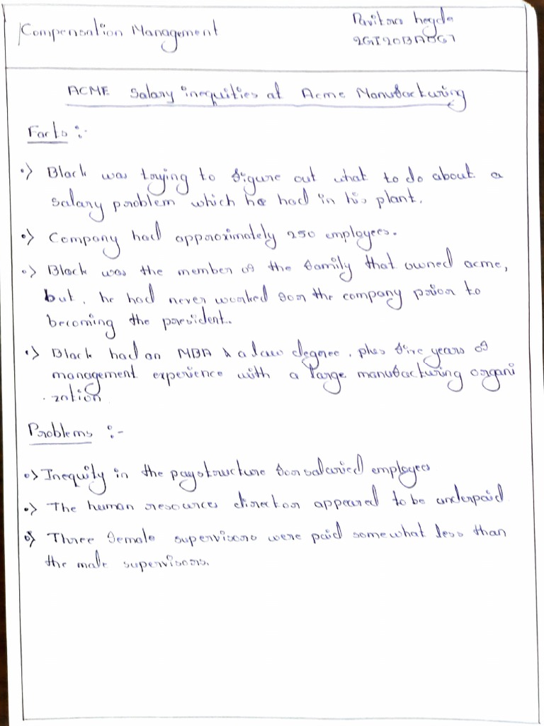 ACME Salary Structure Problem Solved with Job Evaluation PDF