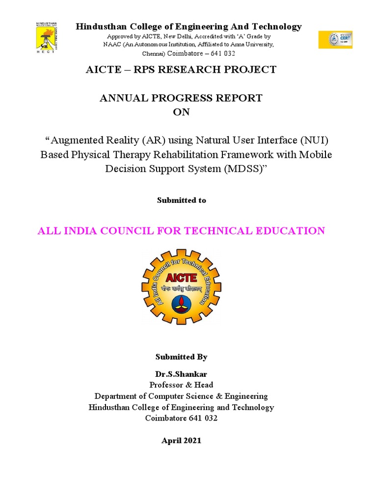 Aicte - Rps Research Project Annual Progress Report ON 