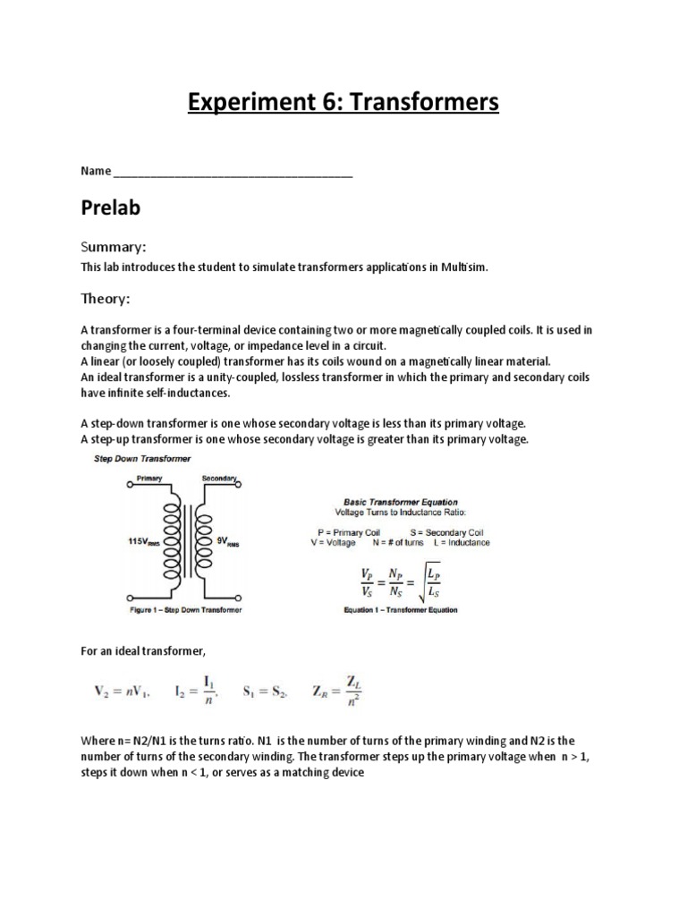 Simulating Transformers in Multisim | PDF