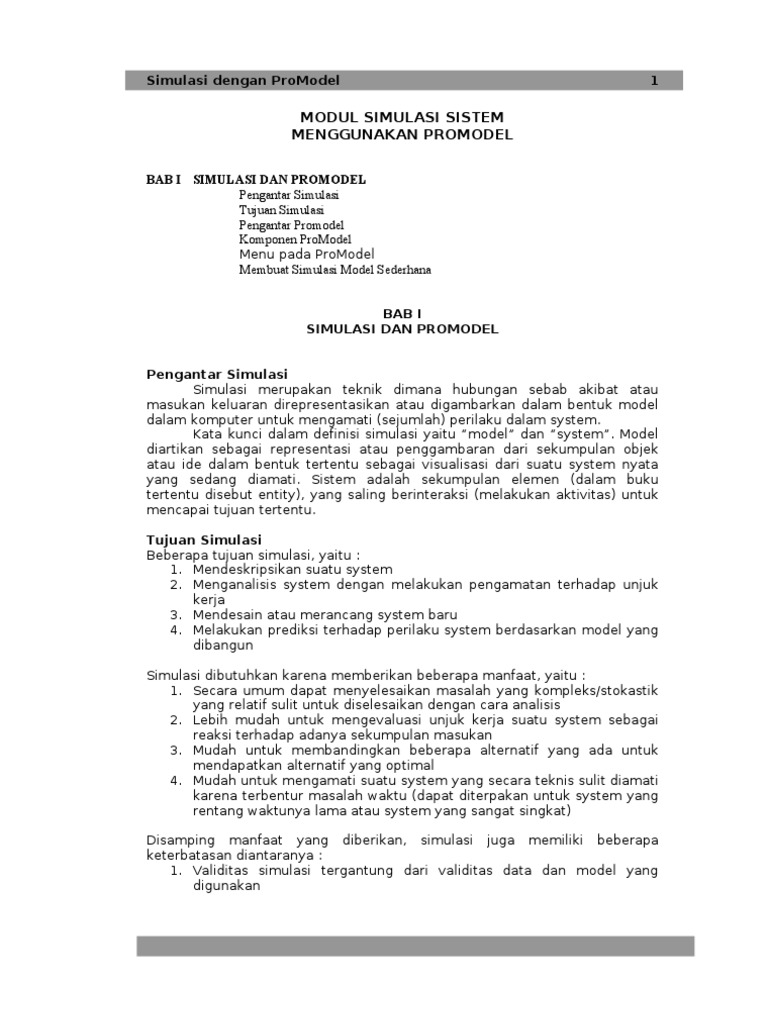 Simulasi Sistem dengan ProModel | PDF | Bisnis | Teknologi & Rekayasa