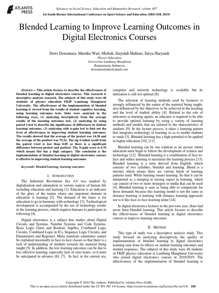 Blended Learning To Improve Learning Outcomes in Digital Electronics ...